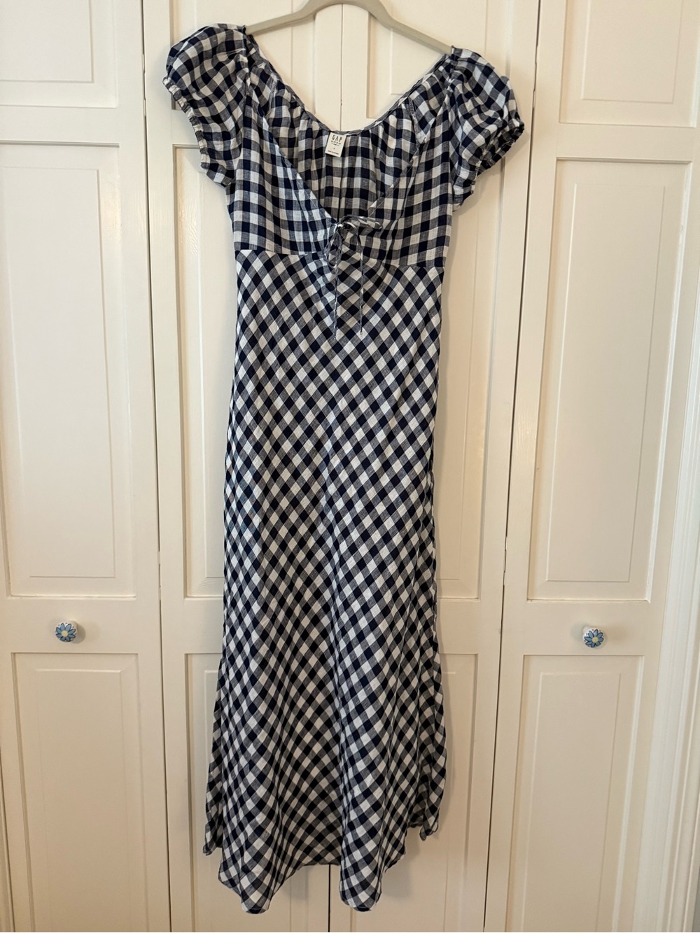 Gap x DOEN Navy and White Gingham Maxi Dress